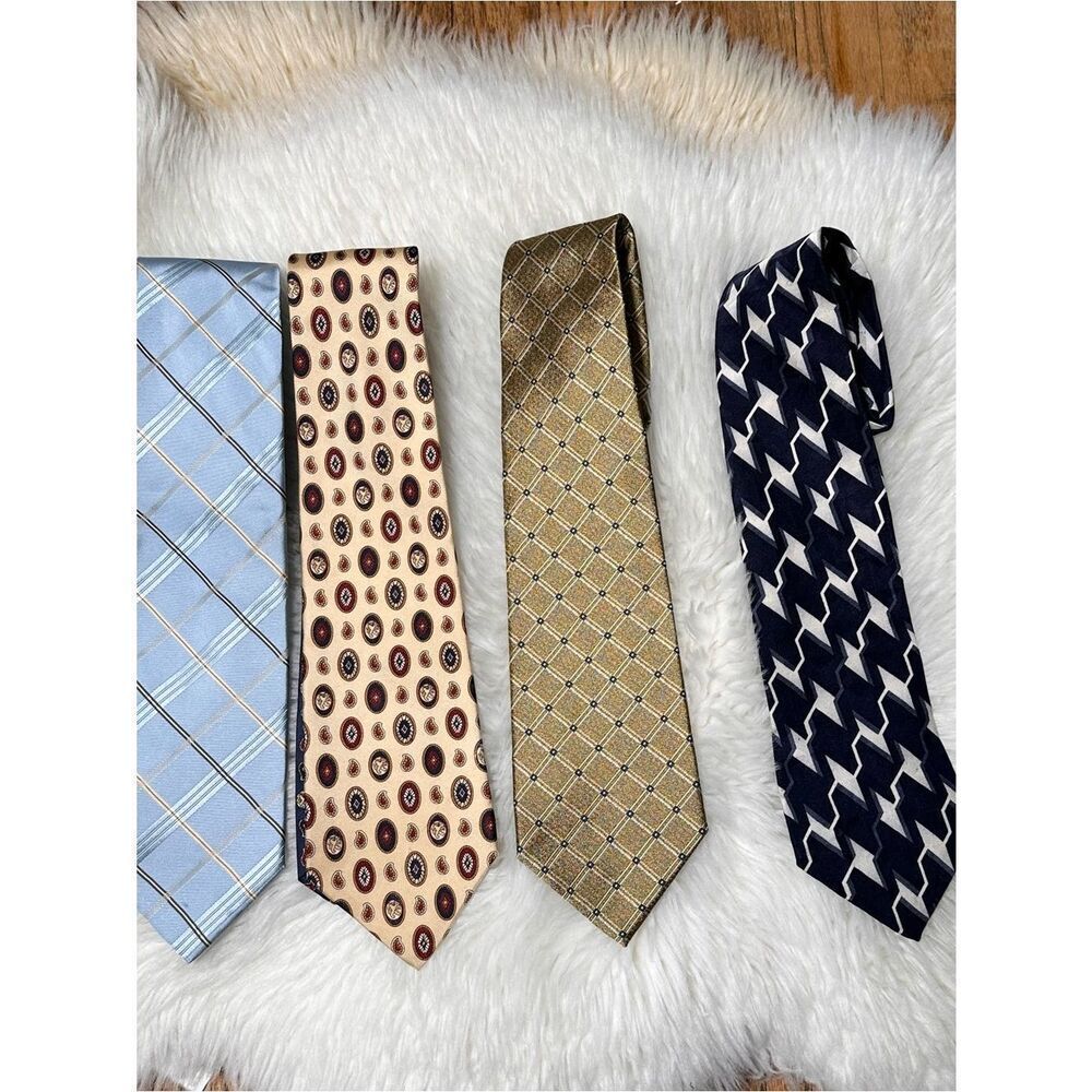 Men's Gold Patterned Silk bundle tie Tommy Hilfiger and Pierre Cardin